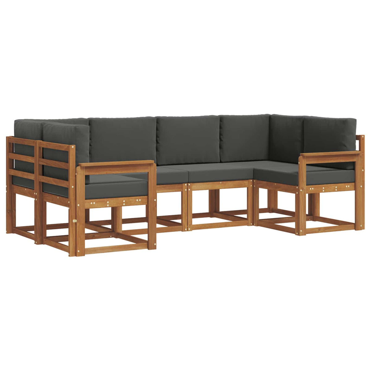 Outdoor Sofa Set 6 pcs Natural and Anthracite