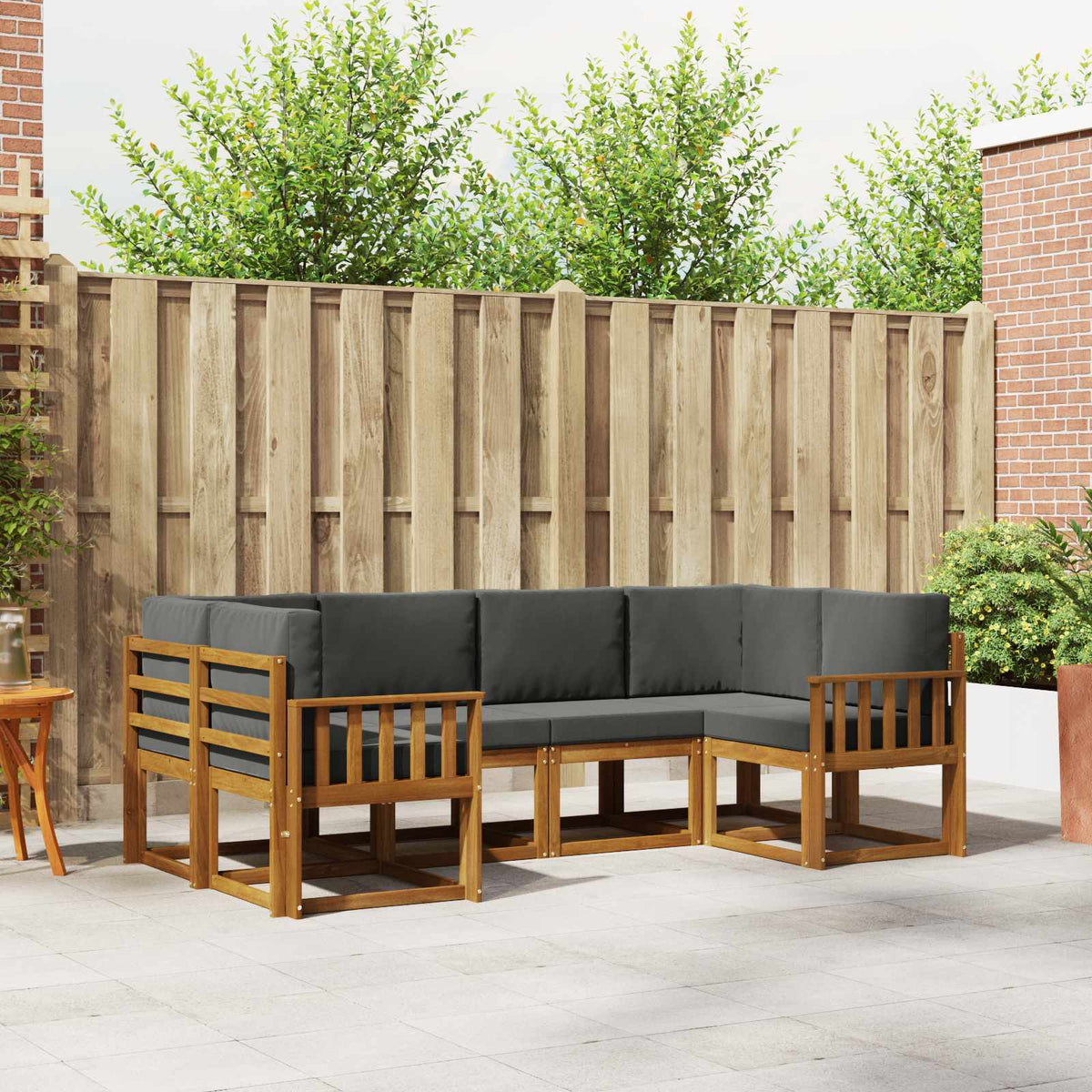 Outdoor Sofa Set 6 pcs Natural and Anthracite