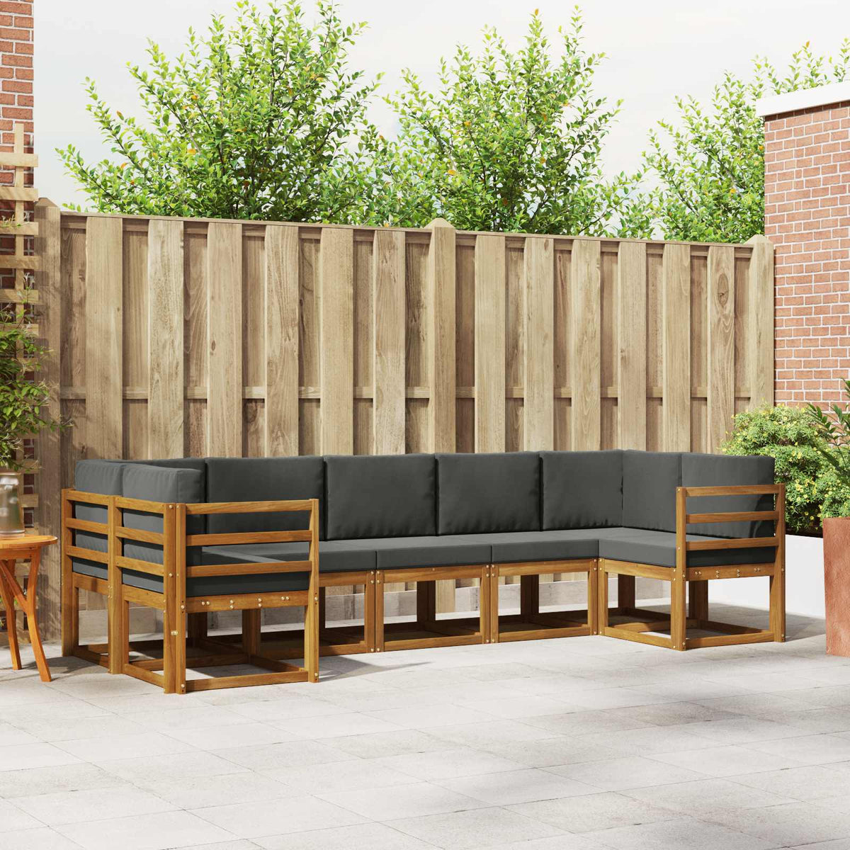 Outdoor Sofa Set 7 pcs Natural and Anthracite