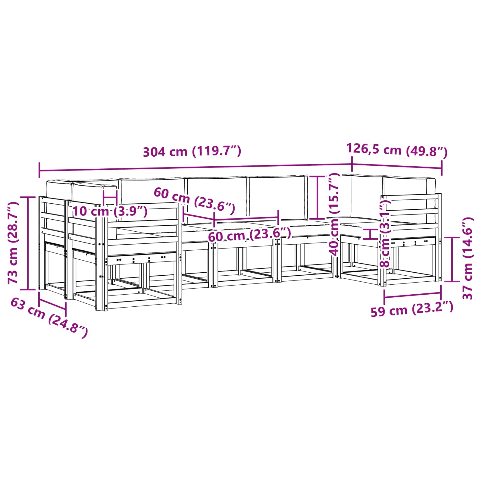 Outdoor Sofa Set 7 pcs Natural and Anthracite