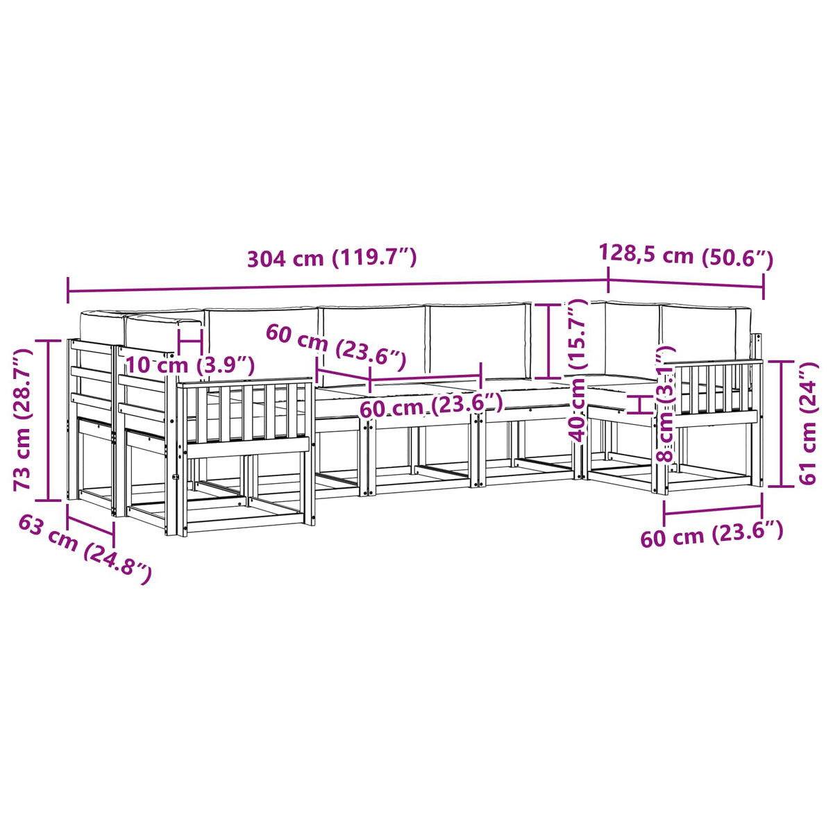 Outdoor Sofa Set 7 pcs Natural and Anthracite