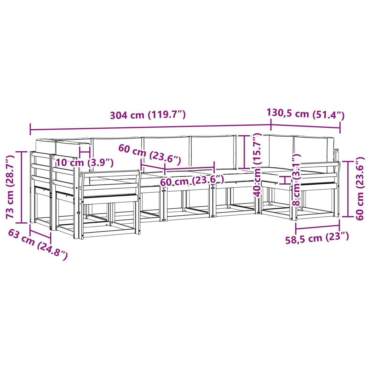 Outdoor Sofa Set 7 pcs Natural and Anthracite