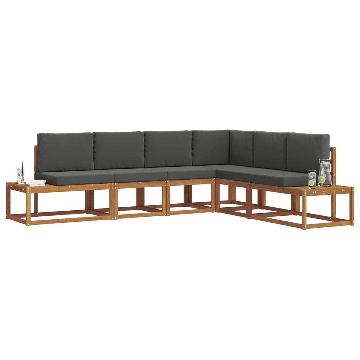 Outdoor Sofa Set with Cushion 6 Piece Natural and Anthracite