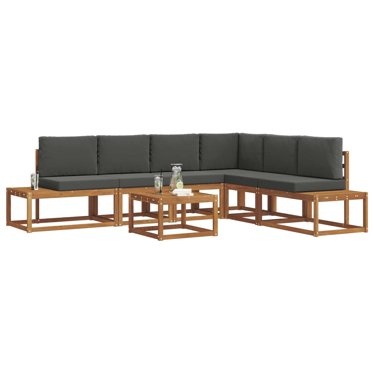 Outdoor Sofa Set with Cushion 7 Piece Natural and Anthracite