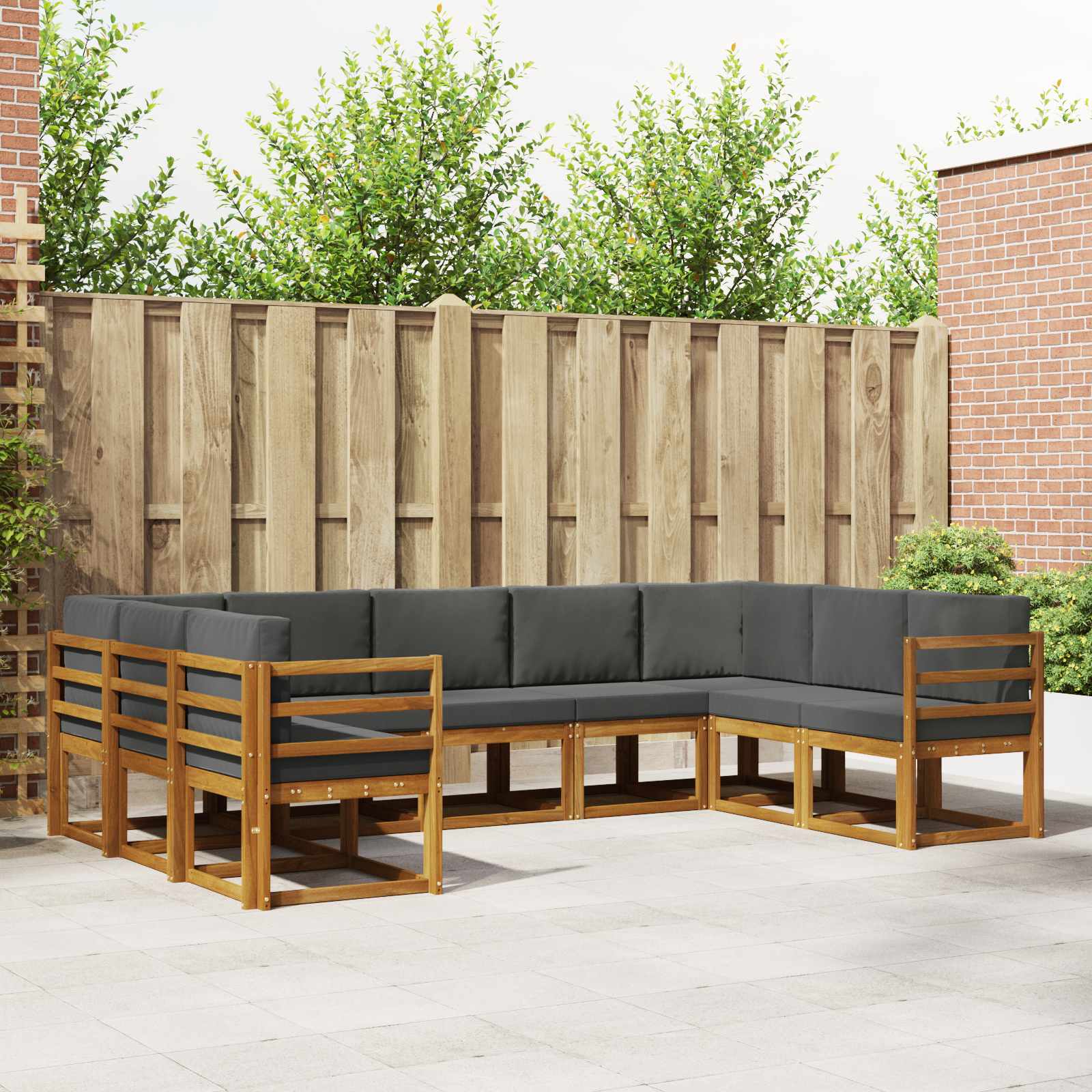Outdoor Sofa Set with Cushion 9 pcs Natural and Anthracite