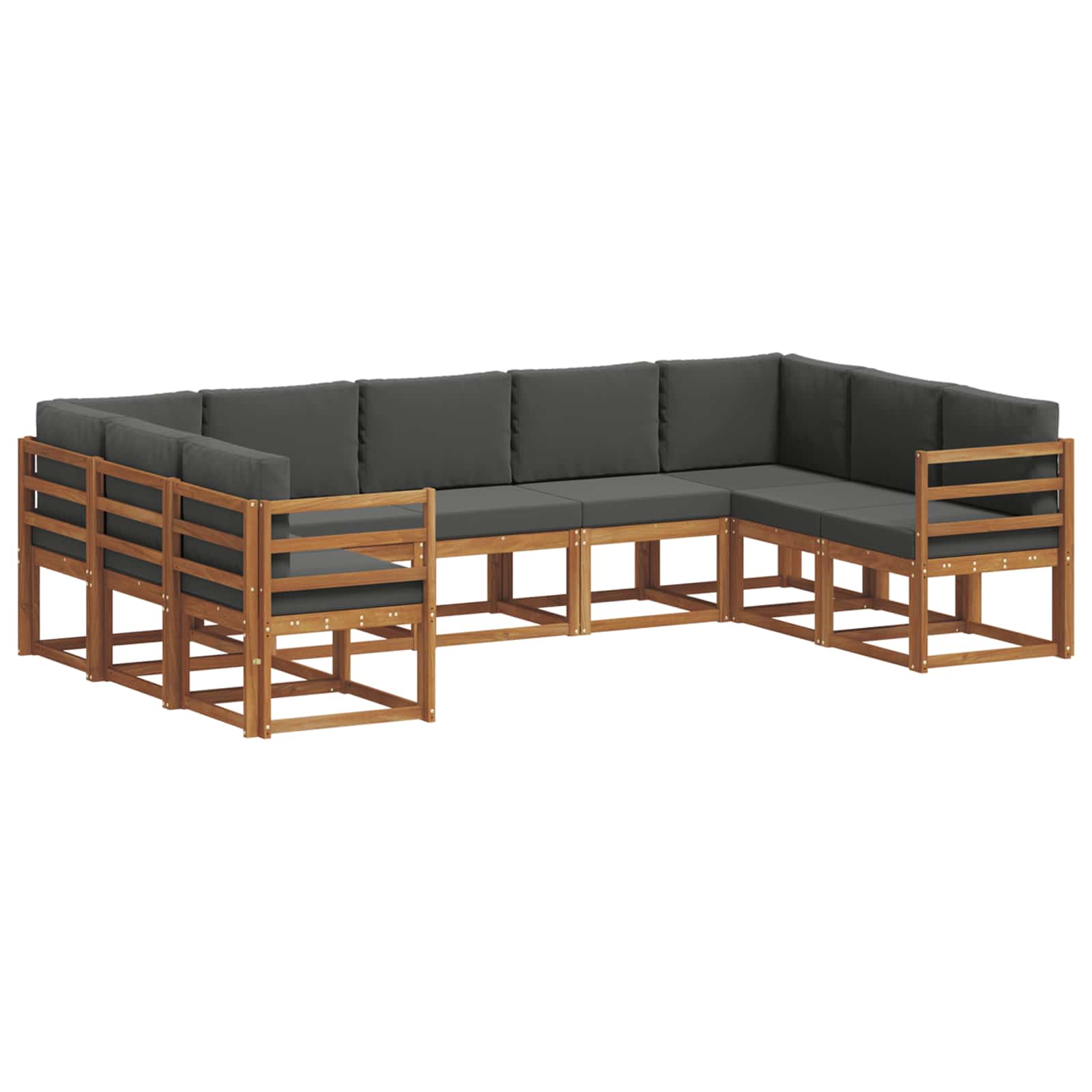 Outdoor Sofa Set with Cushion 9 pcs Natural and Anthracite