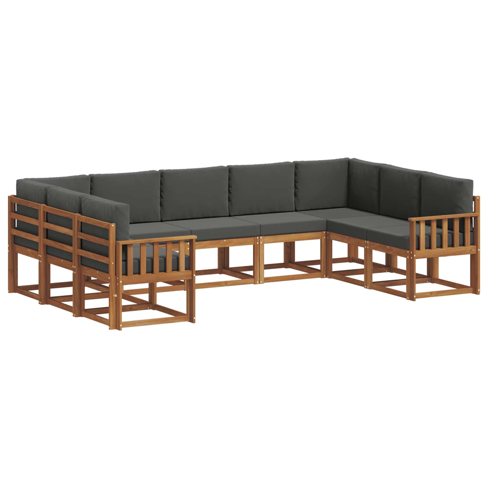 Outdoor Sofa Set with Cushion 9 pcs Natural and Anthracite