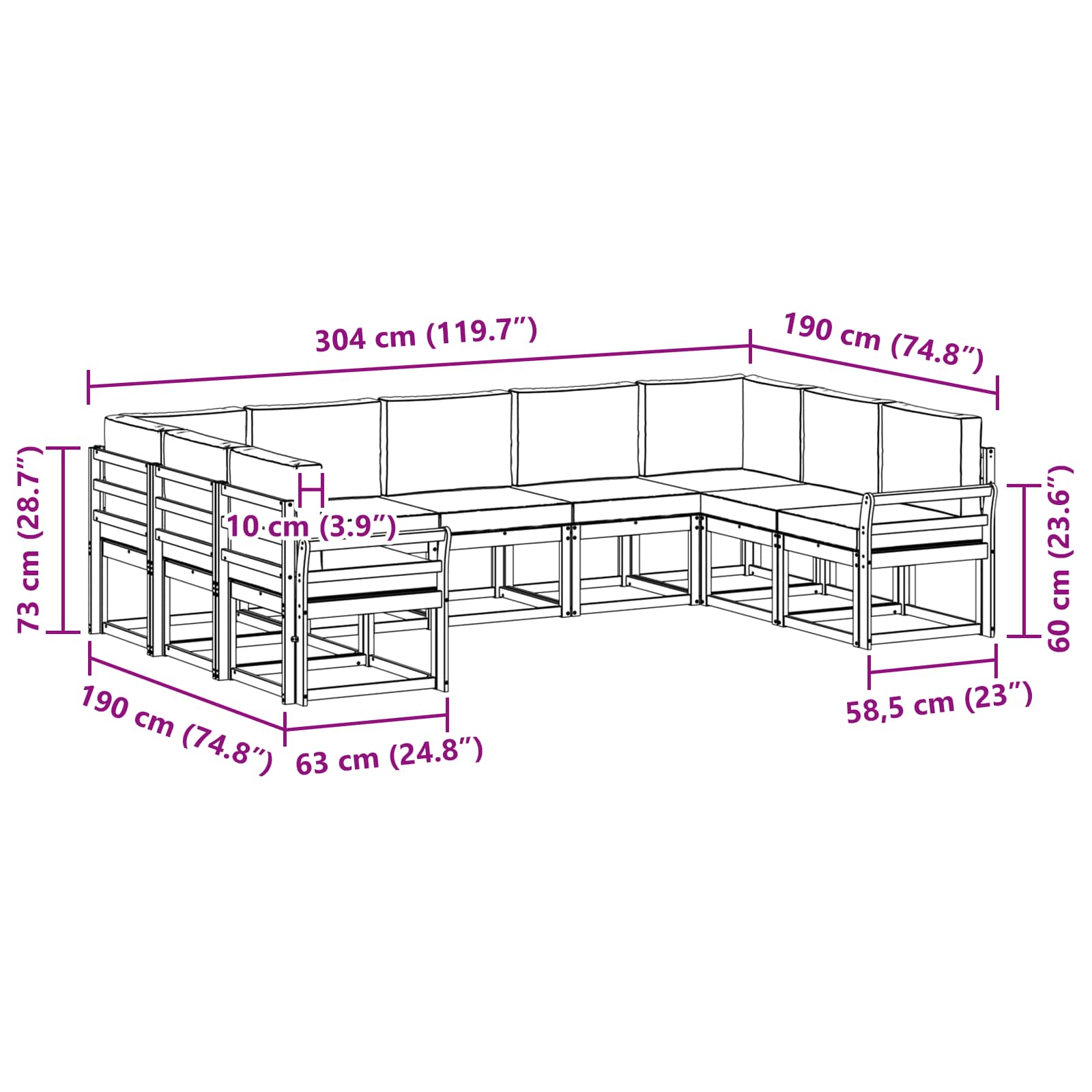 Outdoor Sofa Set with Cushion 9 pcs Natural and Anthracite