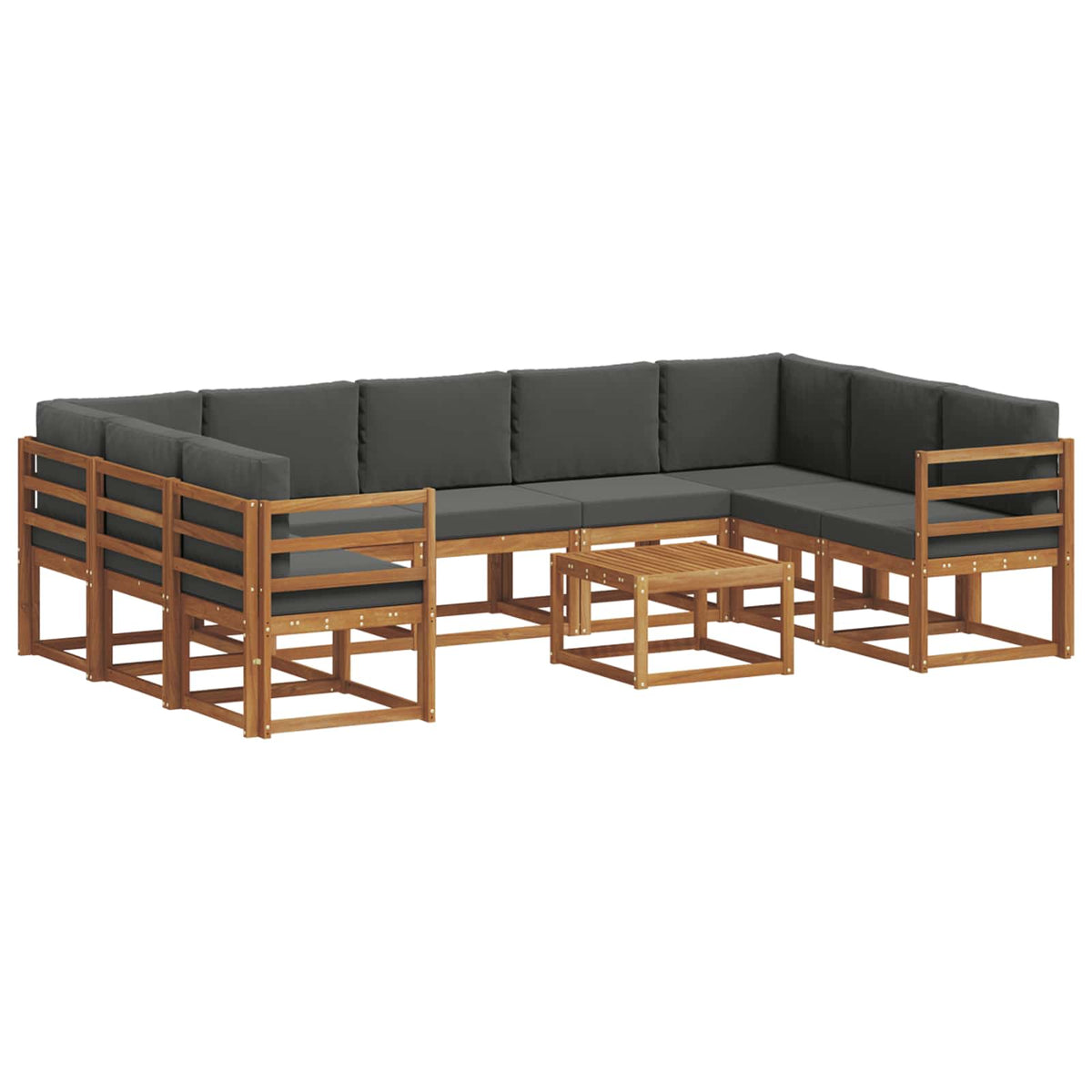Outdoor Sofa Set with Cushion 10 pcs Natural and Anthracite