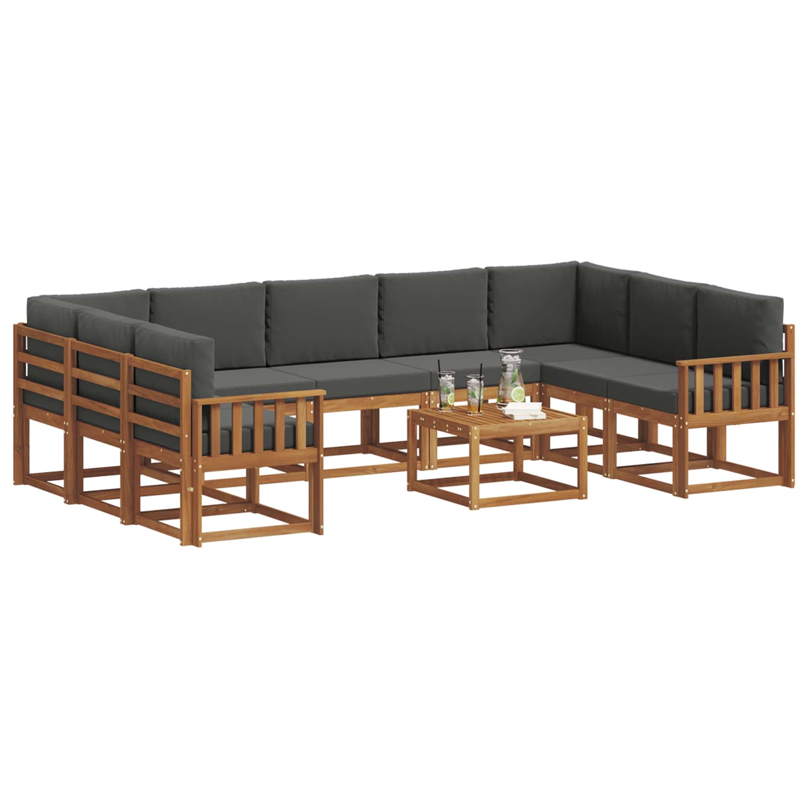 Outdoor Sofa Set with Cushion 10 pcs Natural and Anthracite