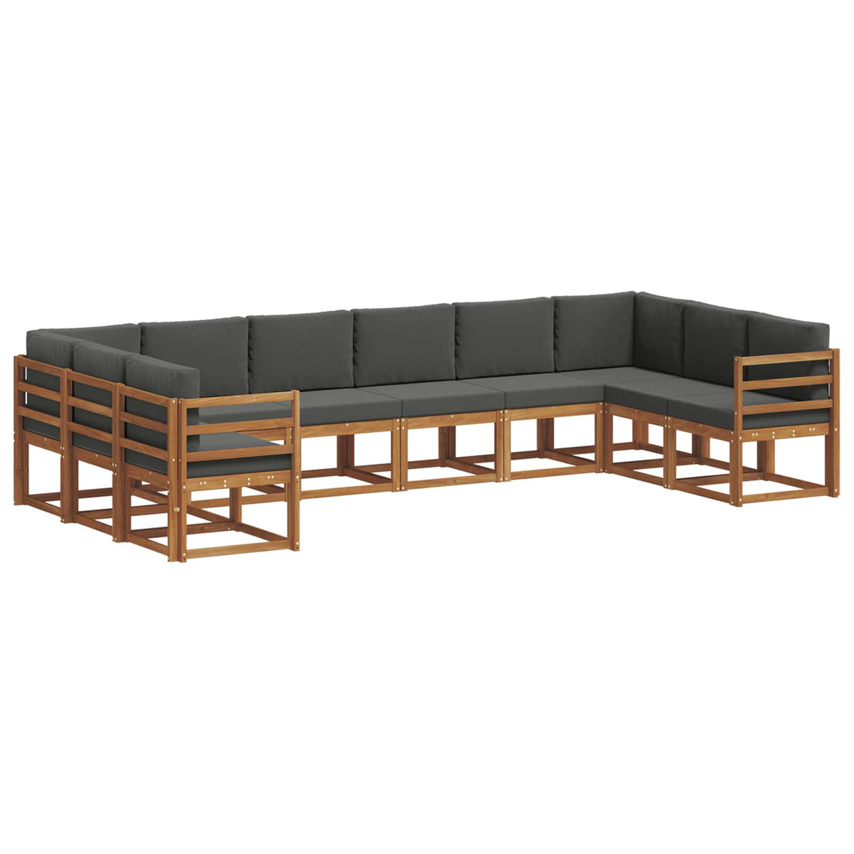 Outdoor Sofa Set with Cushion 10 pcs Natural and Anthracite
