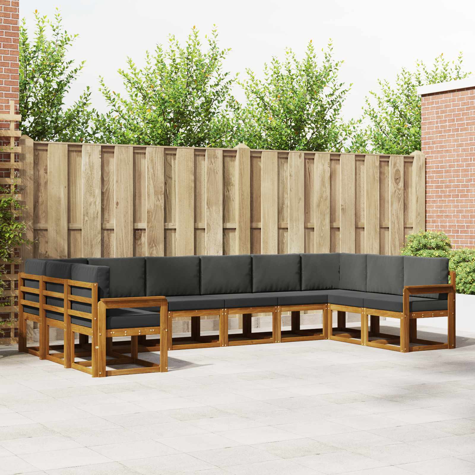Outdoor Sofa Set with Cushion 10 pcs Natural and Anthracite