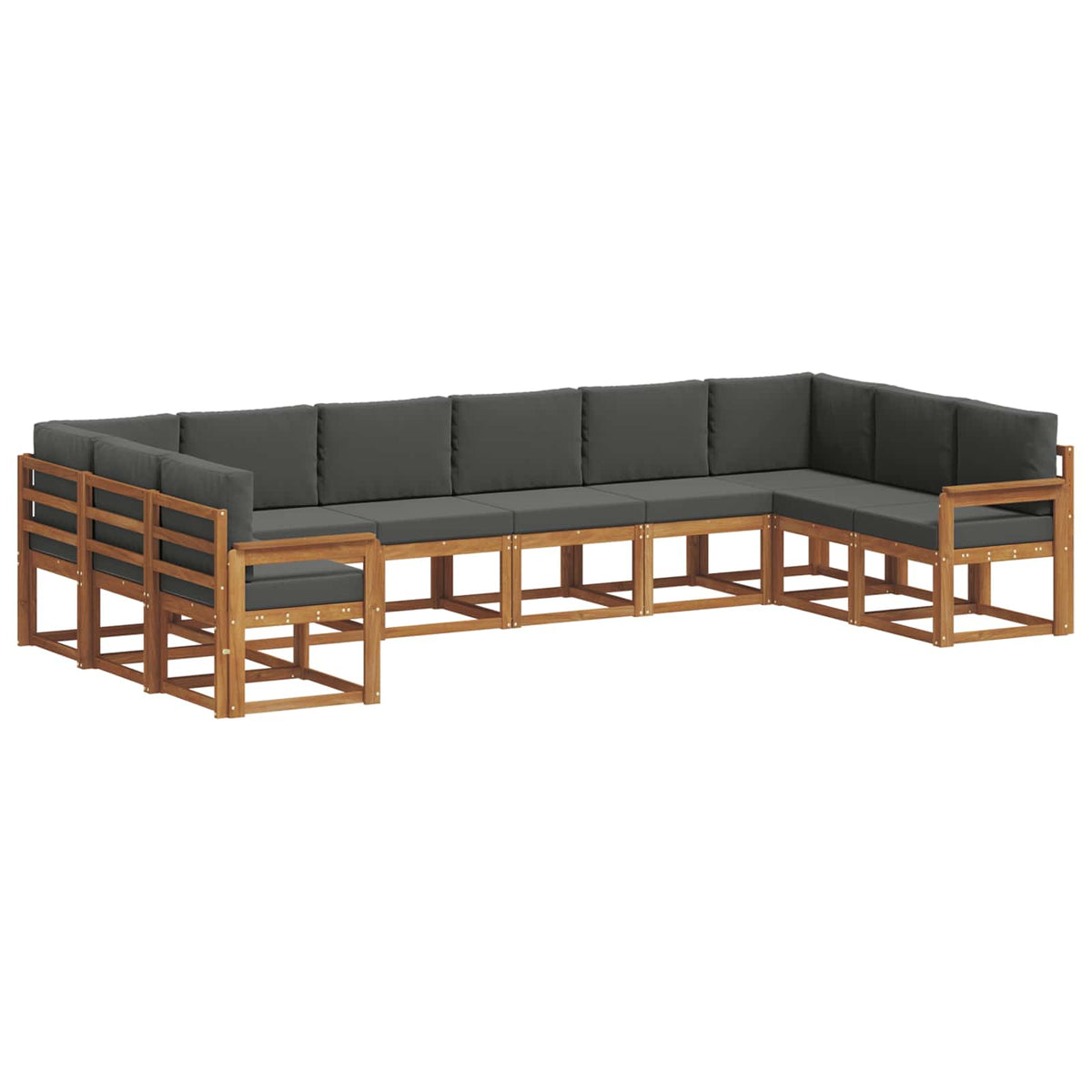 Outdoor Sofa Set with Cushion 10 pcs Natural and Anthracite