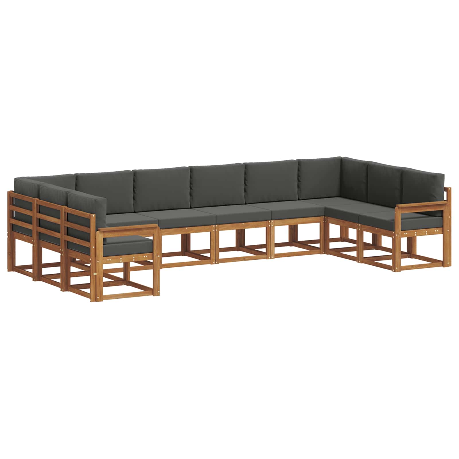 Outdoor Sofa Set with Cushion 10 pcs Natural and Anthracite