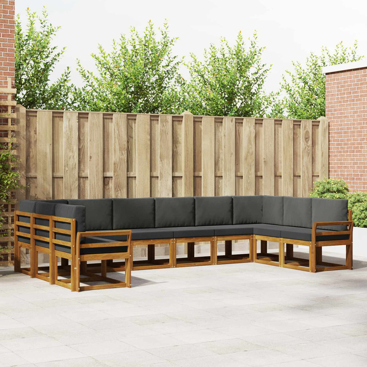 Outdoor Sofa Set with Cushion 10 pcs Natural and Anthracite