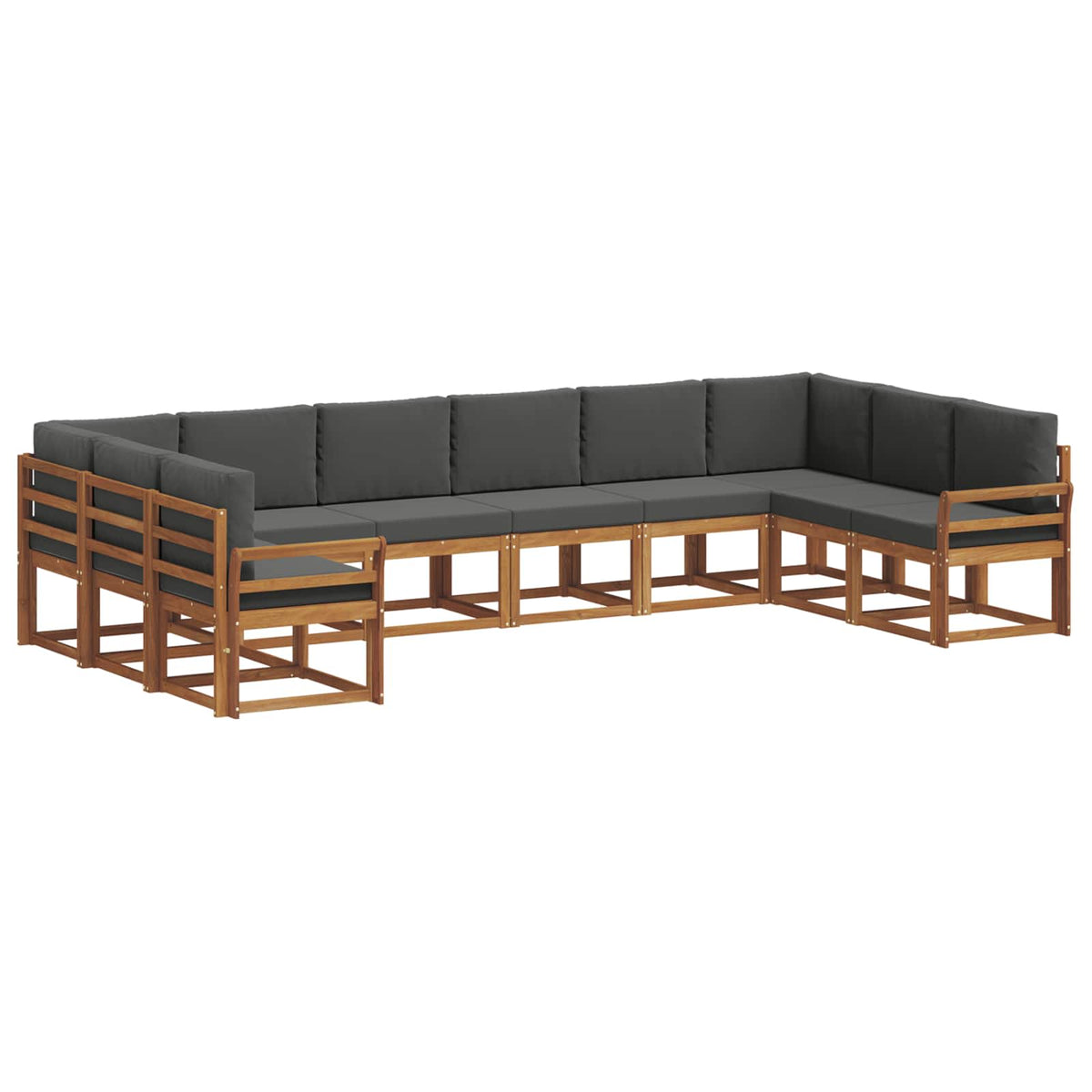 Outdoor Sofa Set with Cushion 10 pcs Natural and Anthracite