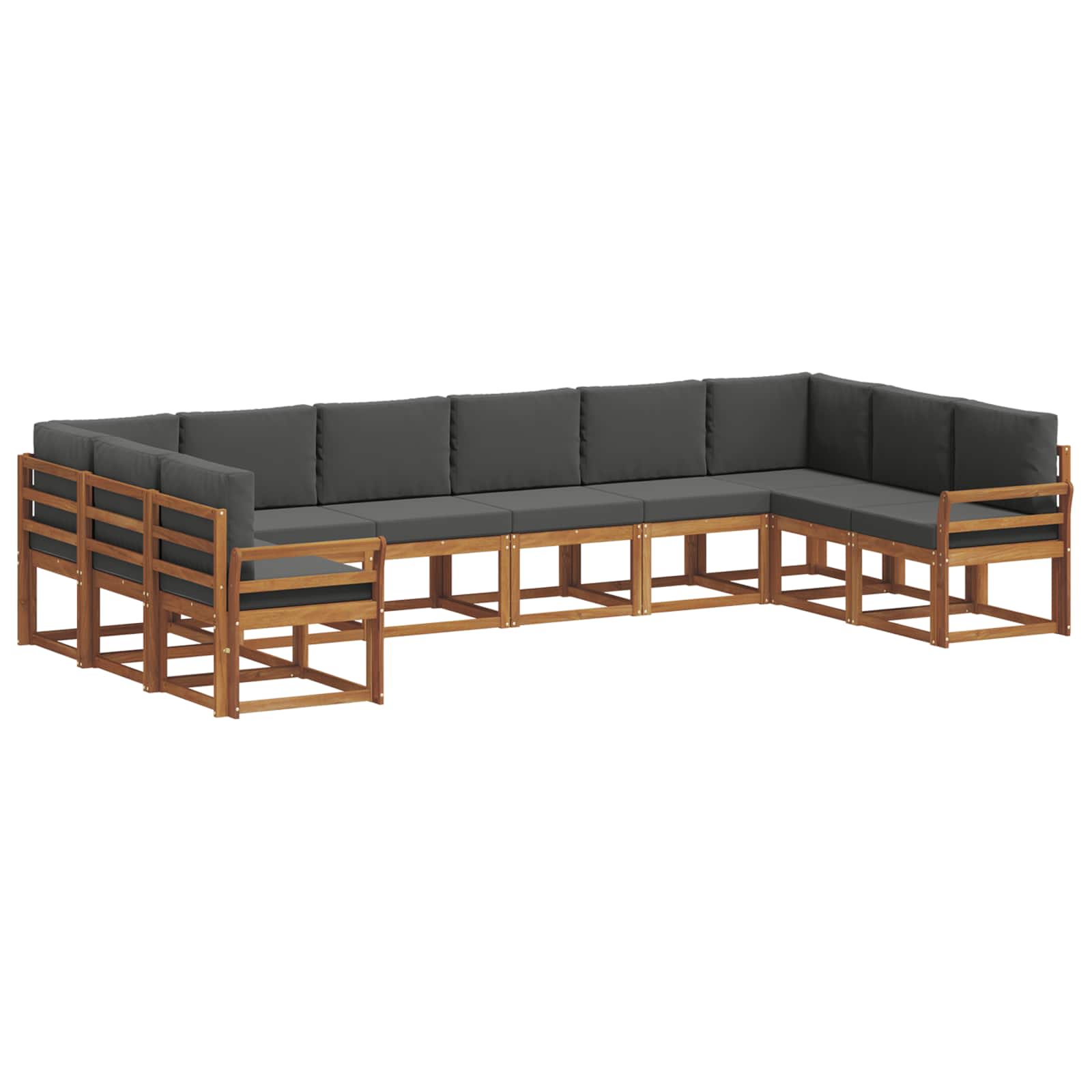 Outdoor Sofa Set with Cushion 10 pcs Natural and Anthracite