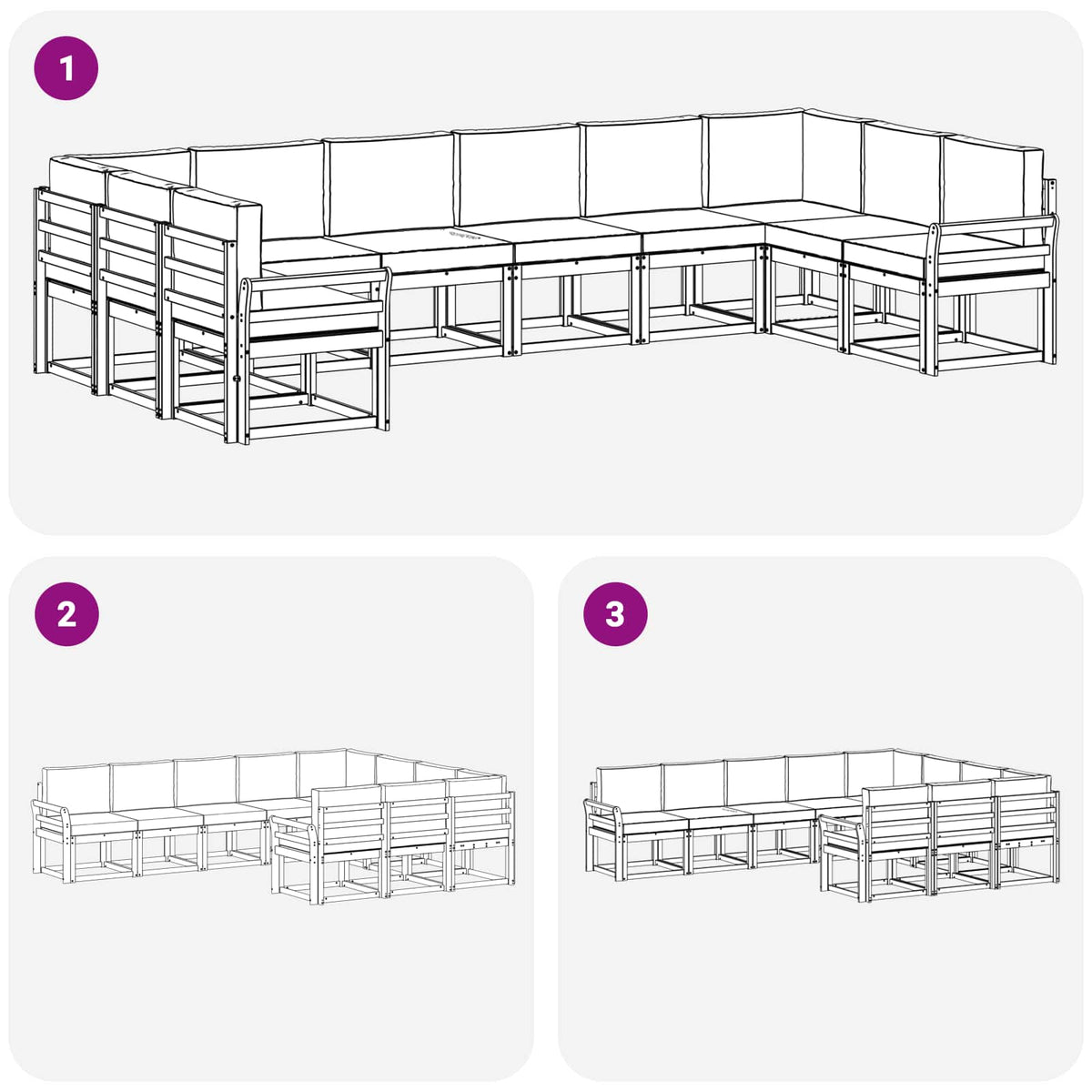 Outdoor Sofa Set with Cushion 10 pcs Natural and Anthracite
