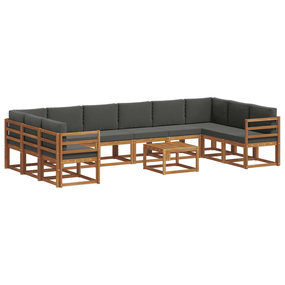 Outdoor Sofa Set with Cushion 11 pcs Natural and Anthracite