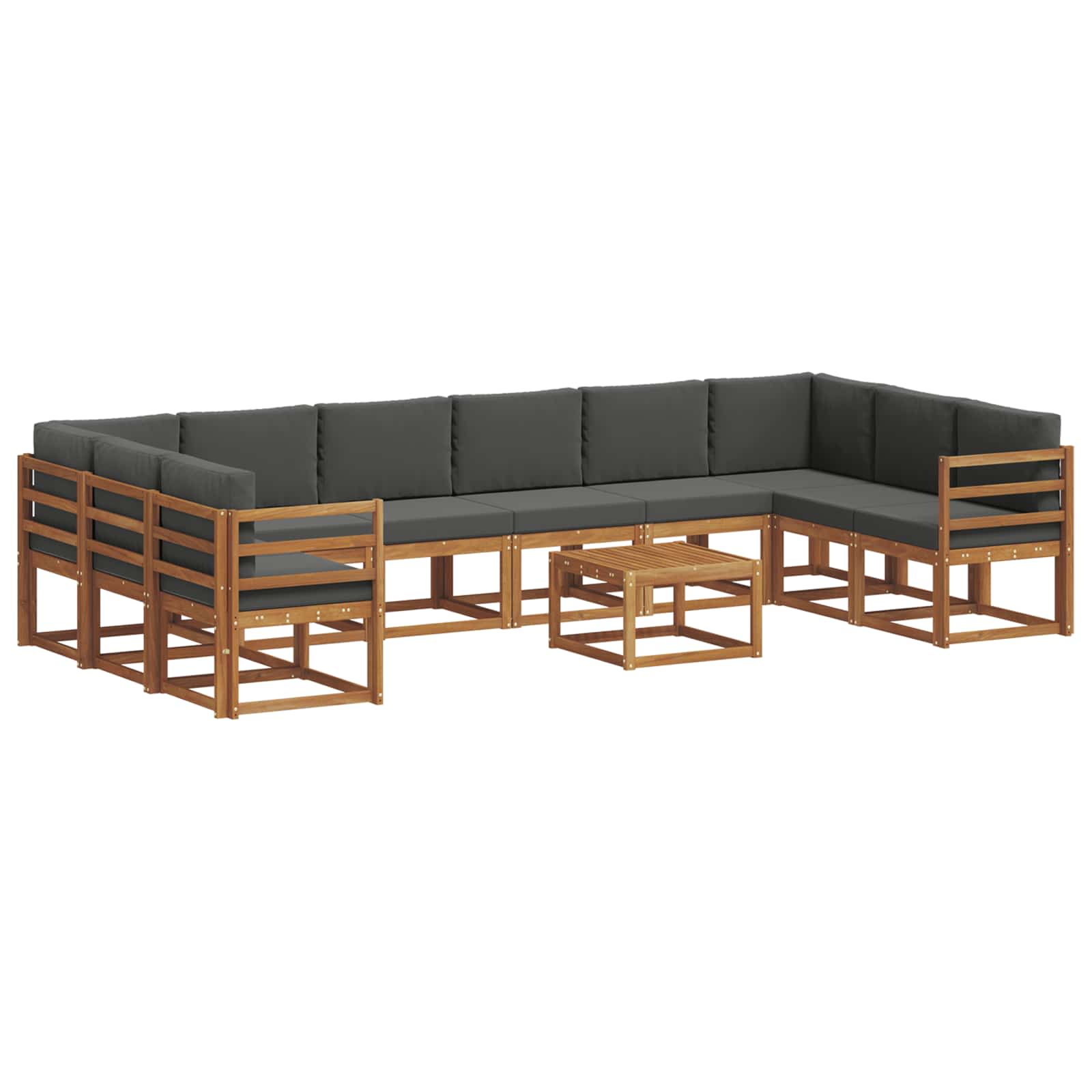 Outdoor Sofa Set with Cushion 11 pcs Natural and Anthracite