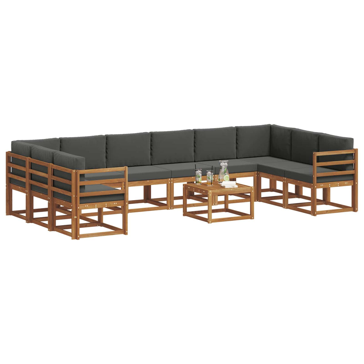 Outdoor Sofa Set with Cushion 11 pcs Natural and Anthracite