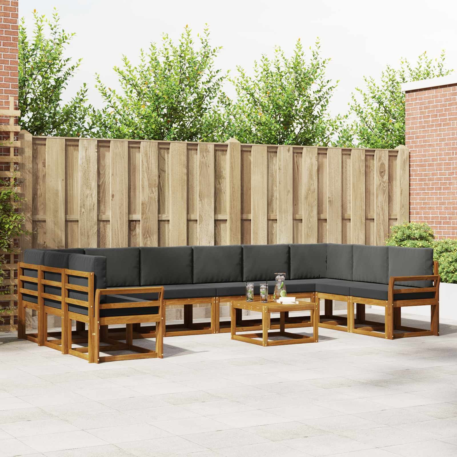 Outdoor Sofa Set with Cushion 11 pcs Natural and Anthracite