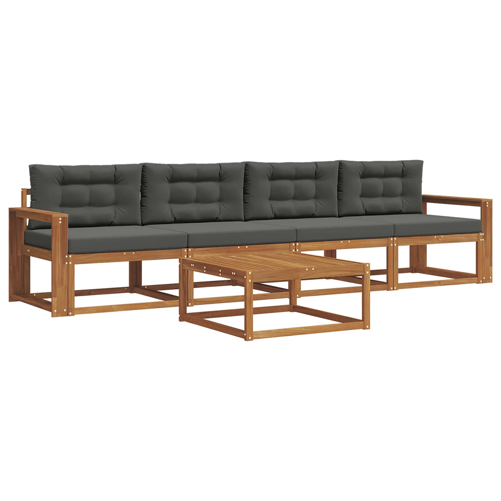 Outdoor Sofa Set with Cushion 5 pcs Natural and Anthracite