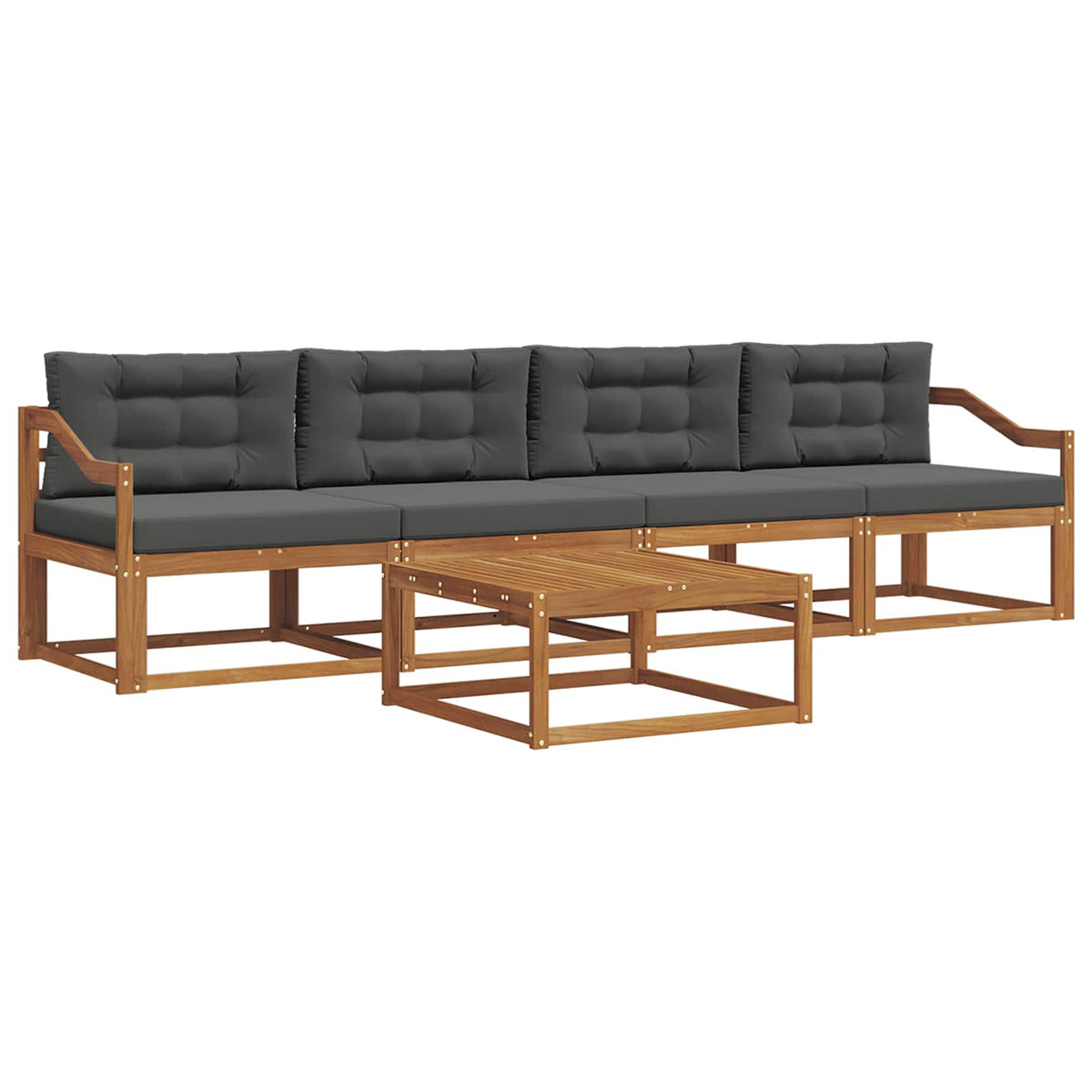 Outdoor Sofa Set with Cushion 5 pcs Natural and Anthracite