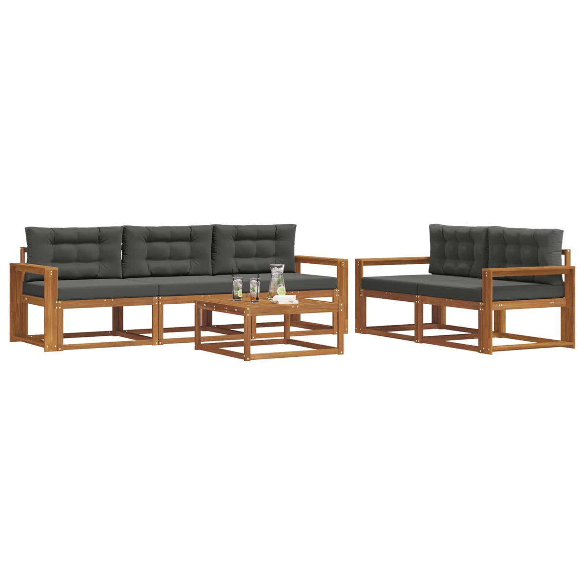 Outdoor Sofa Set with Cushion 6 pcs Natural and Anthracite