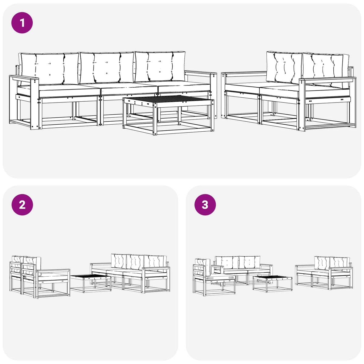 Outdoor Sofa Set with Cushion 6 pcs Natural and Anthracite