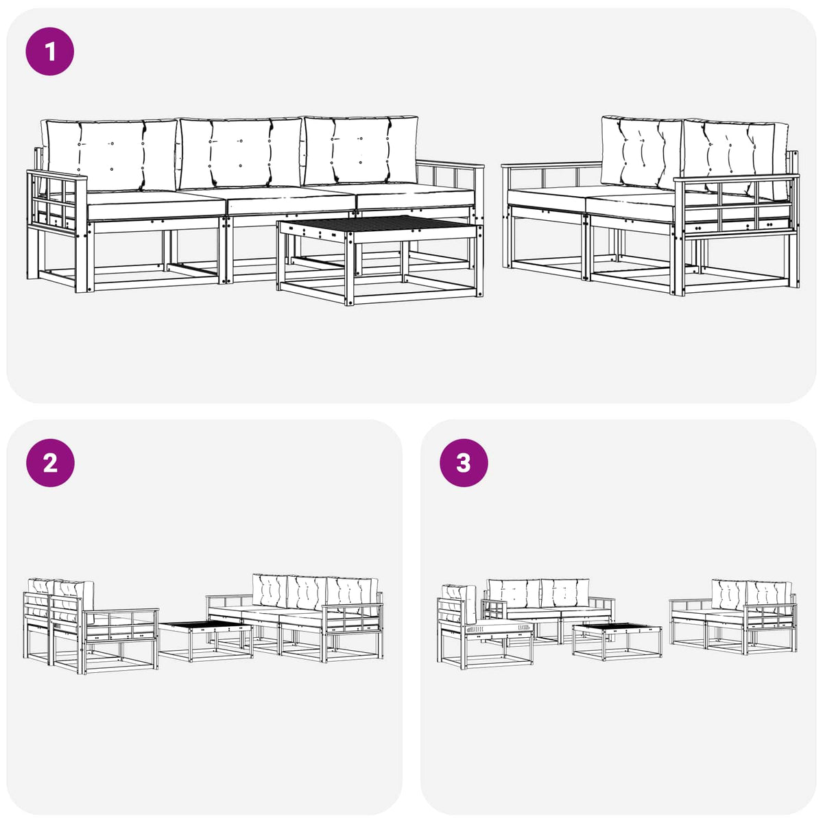 Outdoor Sofa Set with Cushion 6 pcs Natural and Anthracite