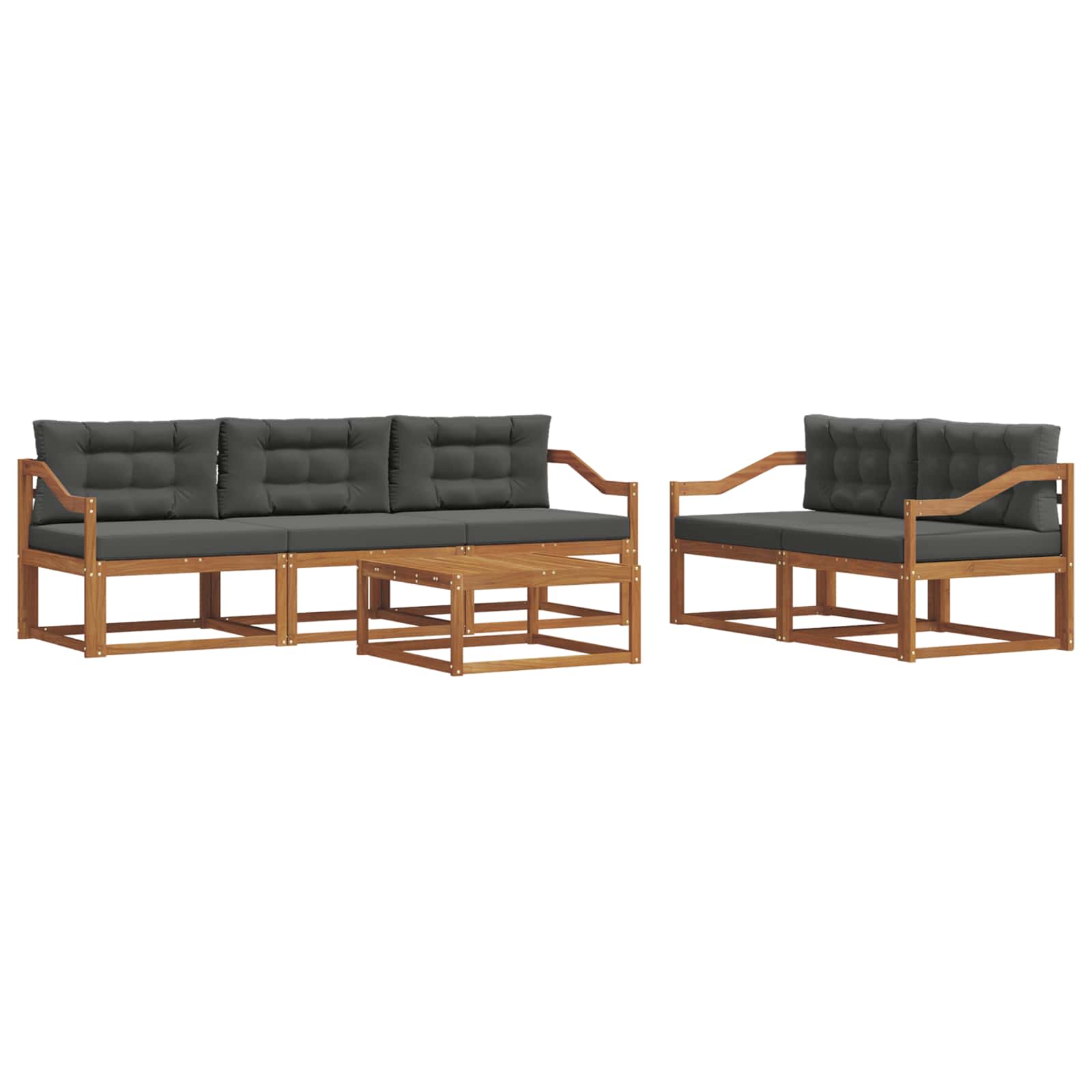 Outdoor Sofa Set with Cushion 6 pcs Natural and Anthracite
