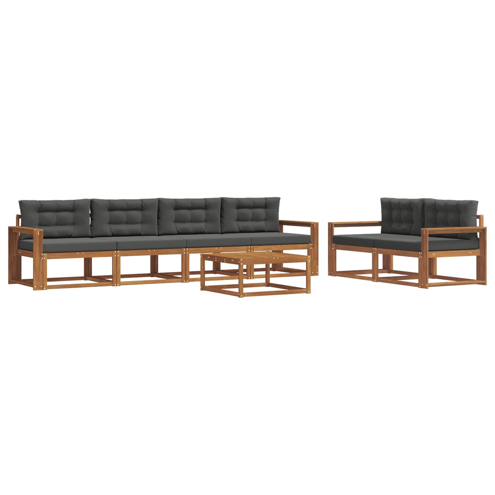 Outdoor Sofa Set with Cushion 7 pcs Natural and Anthracite
