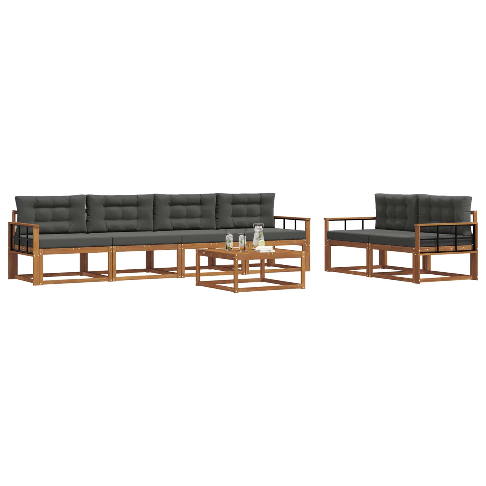 Outdoor Sofa Set with Cushion 7 pcs Natural and Anthracite