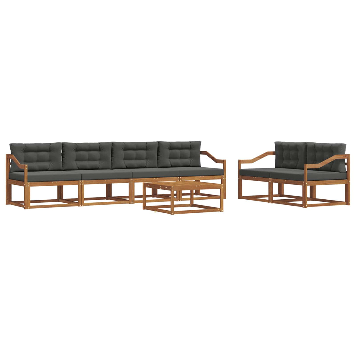 Outdoor Sofa Set with Cushion 7 pcs Natural and Anthracite