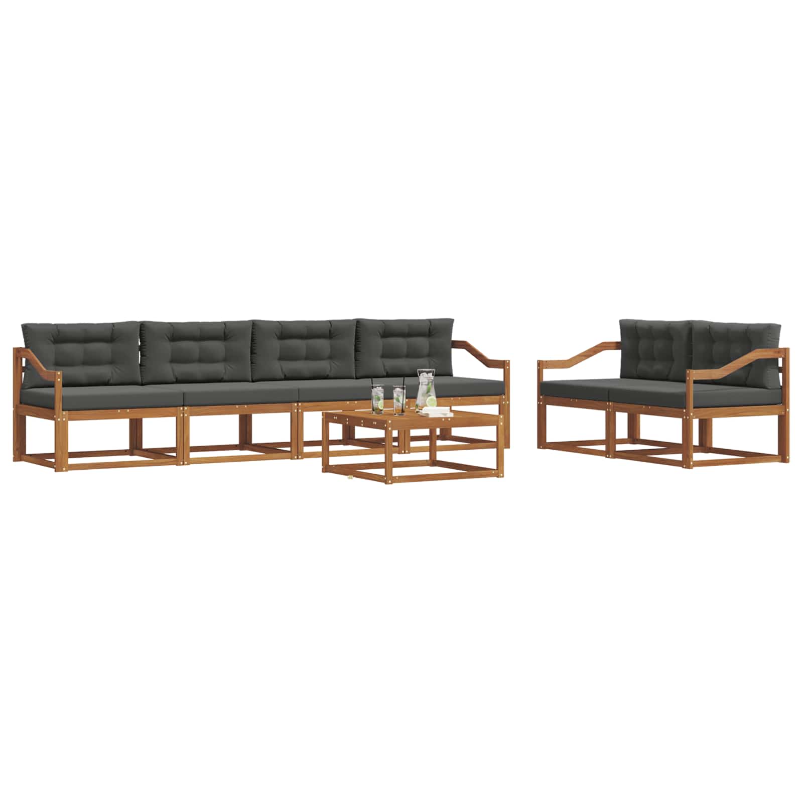 Outdoor Sofa Set with Cushion 7 pcs Natural and Anthracite