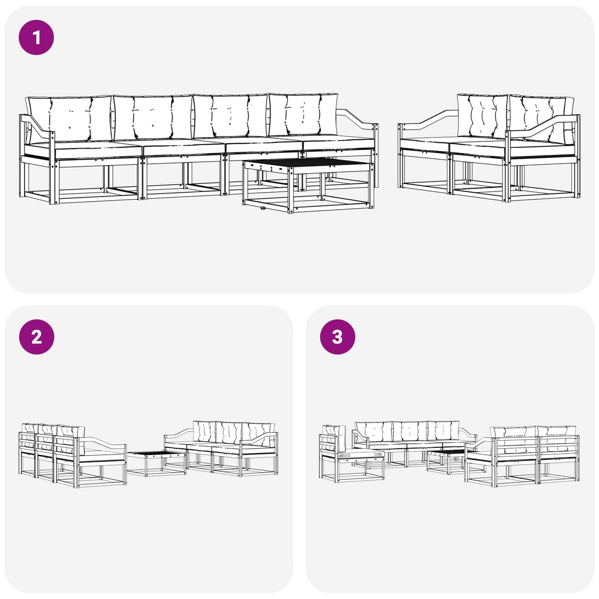 Outdoor Sofa Set with Cushion 7 pcs Natural and Anthracite