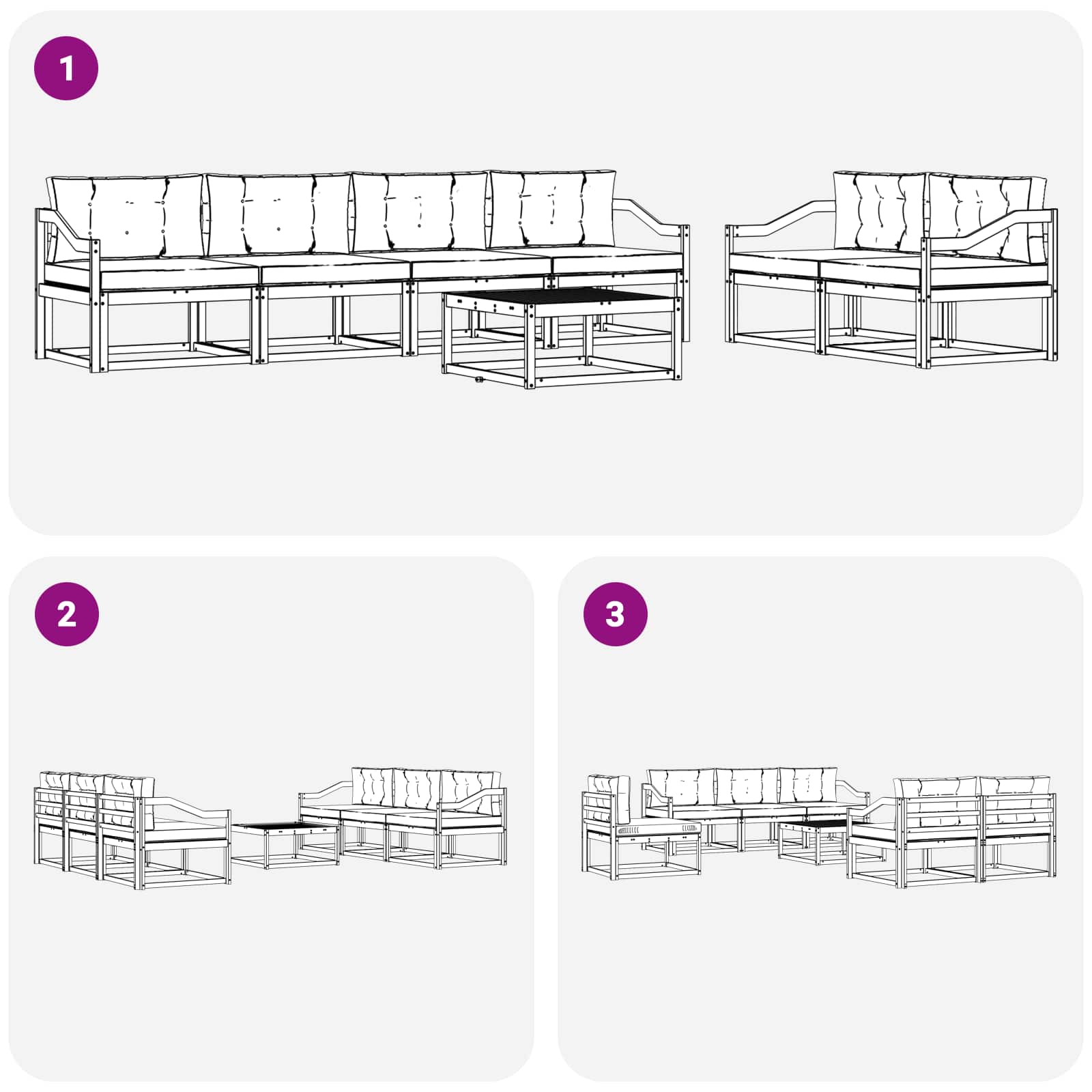 Outdoor Sofa Set with Cushion 7 pcs Natural and Anthracite
