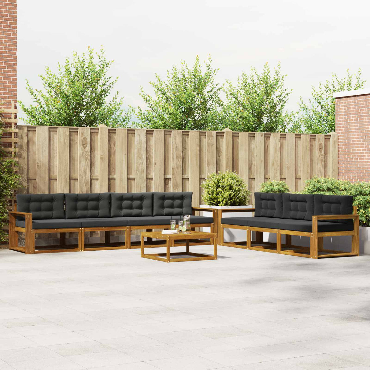 Outdoor Sofa Set with Cushion 8 pcs Natural and Anthracite