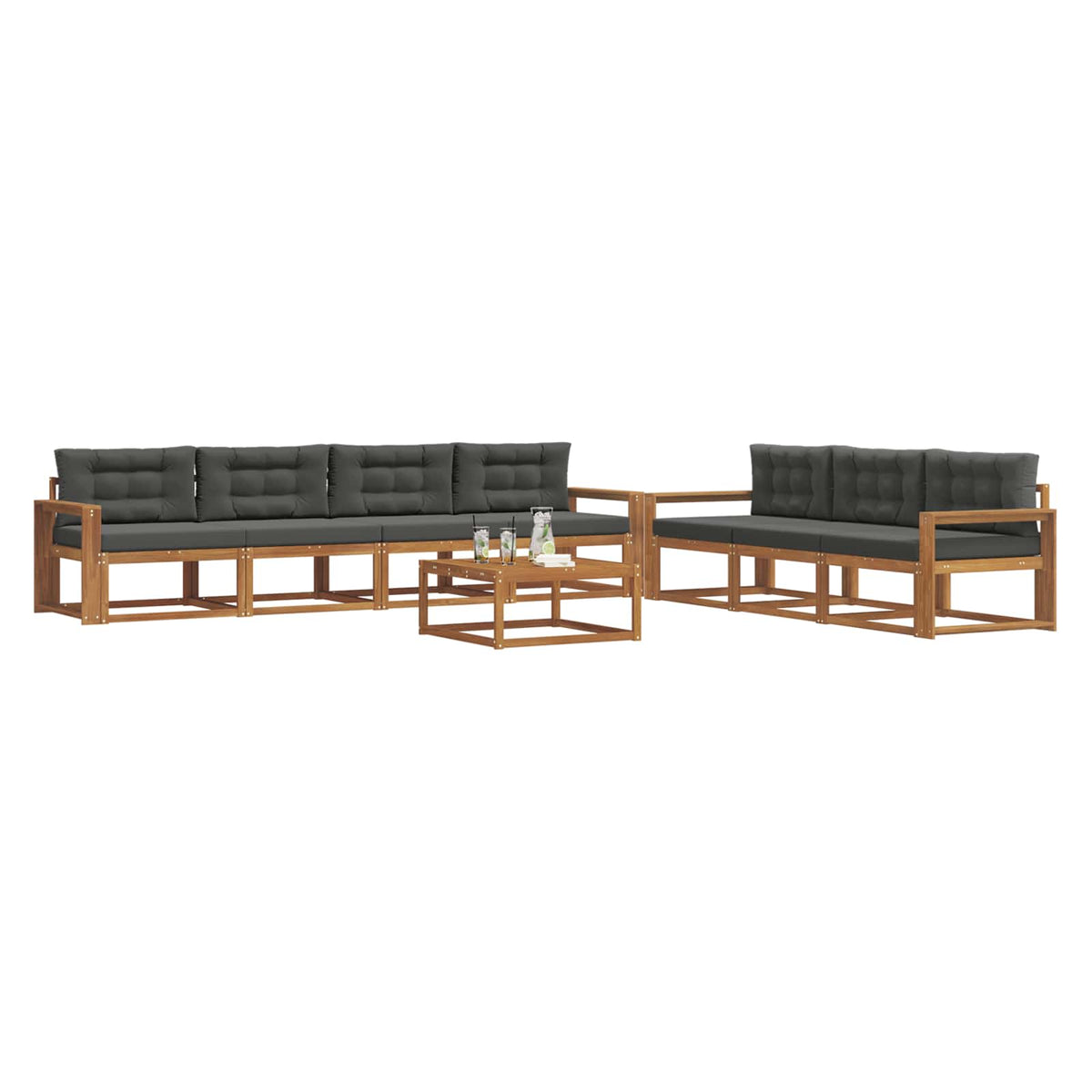 Outdoor Sofa Set with Cushion 8 pcs Natural and Anthracite