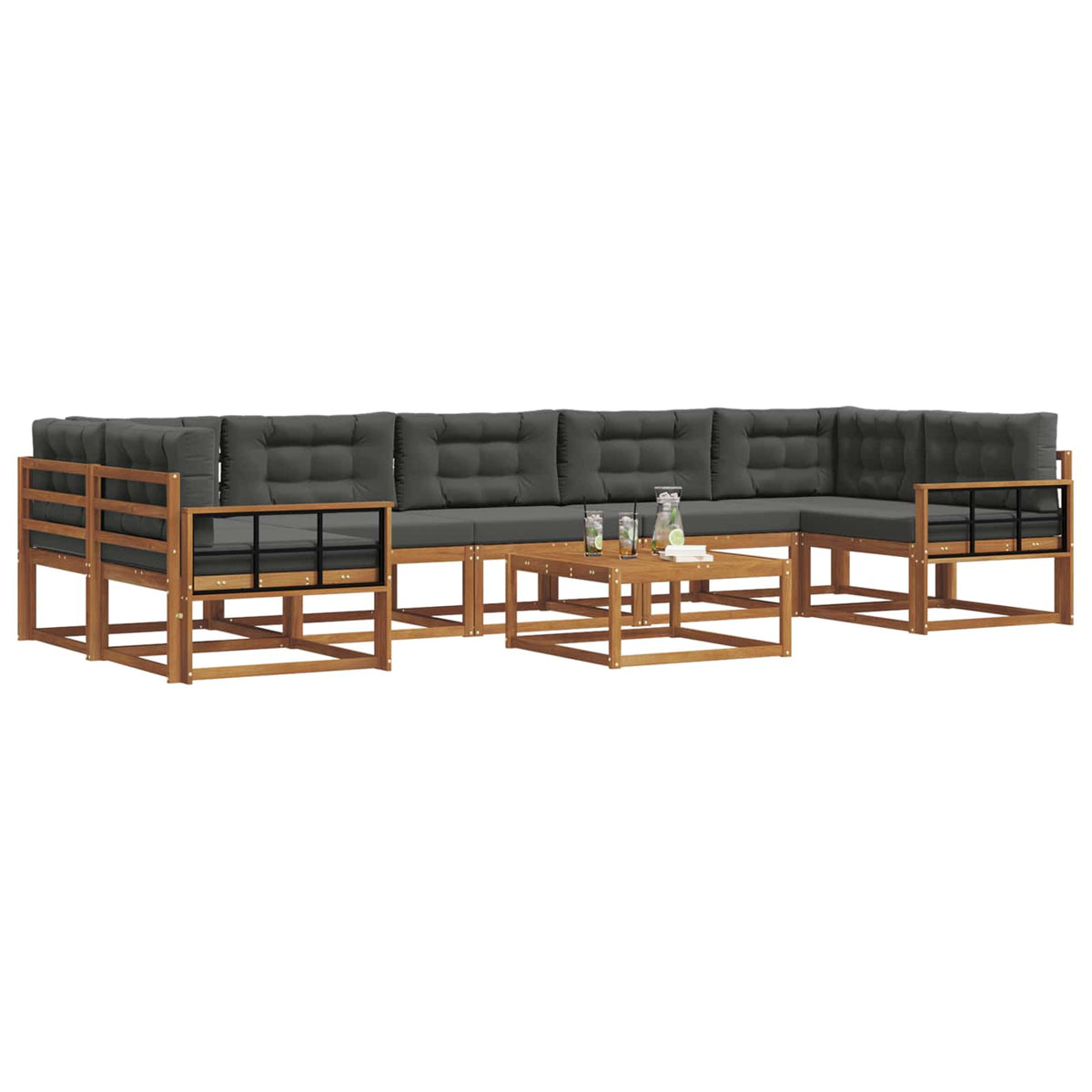 Outdoor Sofa Set with Cushion 8 pcs Natural and Anthracite