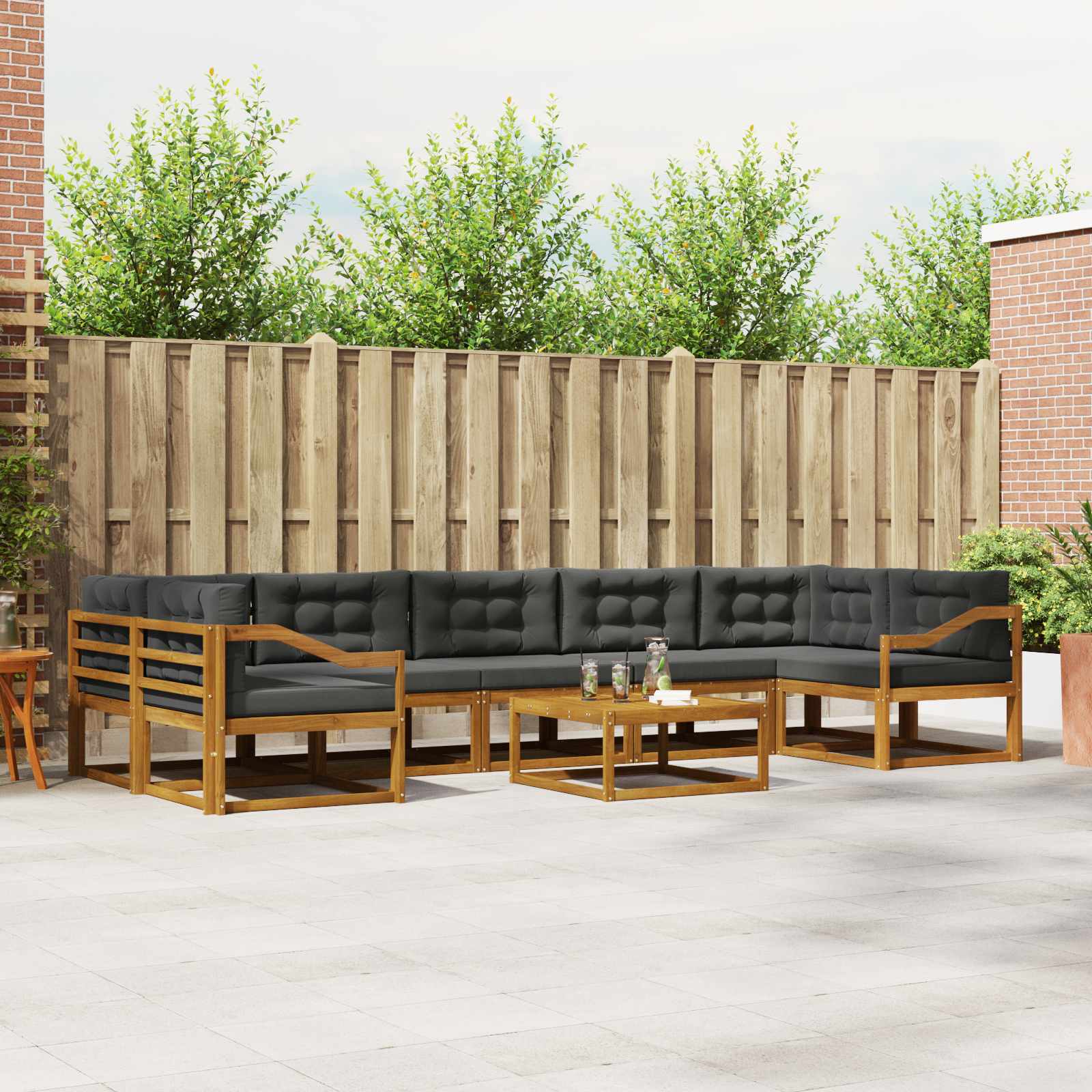 Outdoor Sofa Set with Cushion 8 pcs Natural and Anthracite