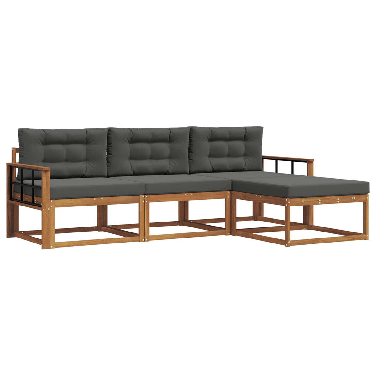 Outdoor Sofa Set with Cushion 4 pcs Natural and Anthracite