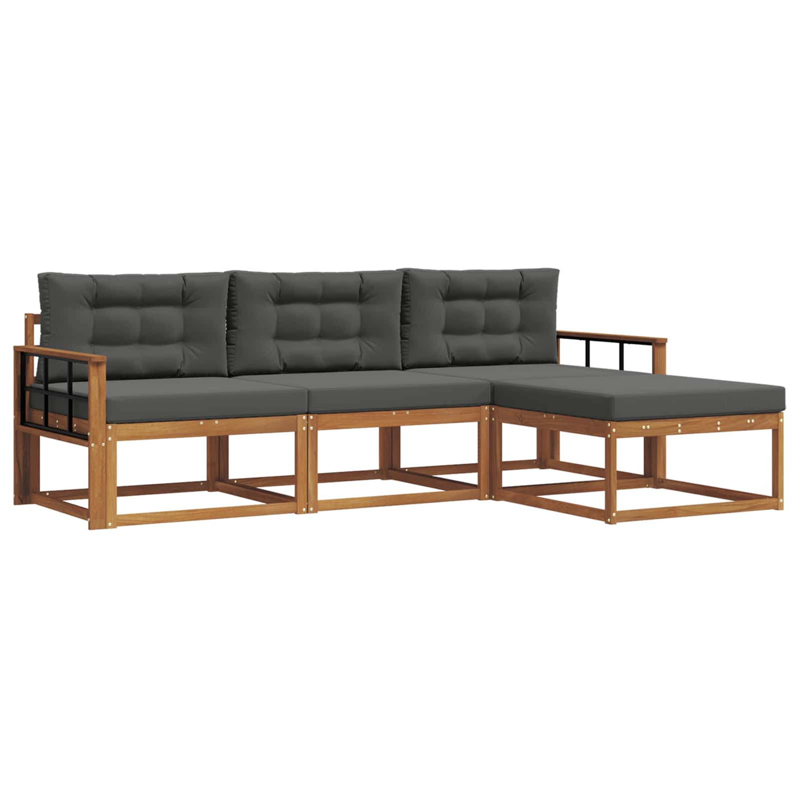 Outdoor Sofa Set with Cushion 4 pcs Natural and Anthracite