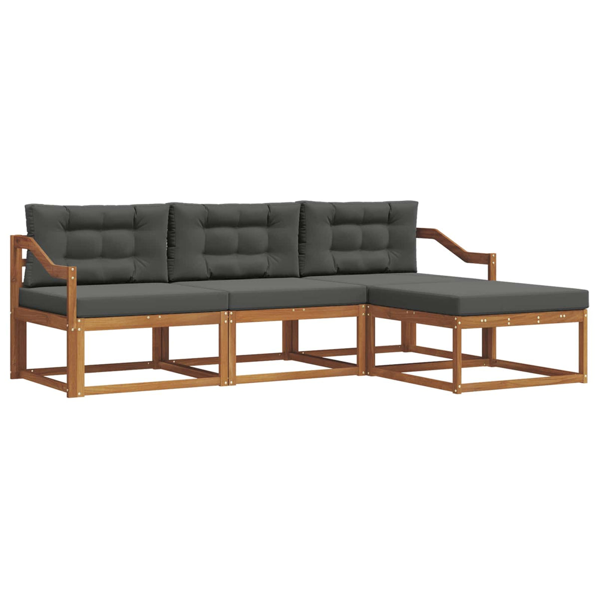 Outdoor Sofa Set with Cushion 4 pcs Natural and Anthracite