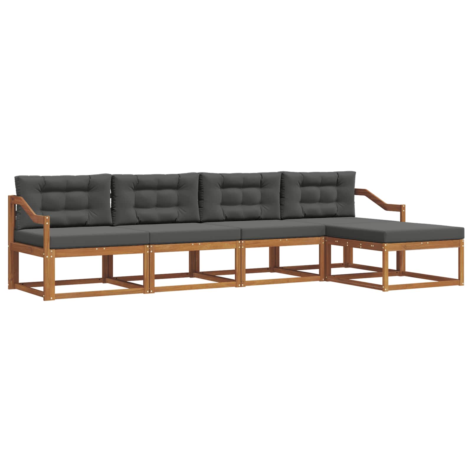 Outdoor Sofa Set with Cushion 5 pcs Natural and Anthracite