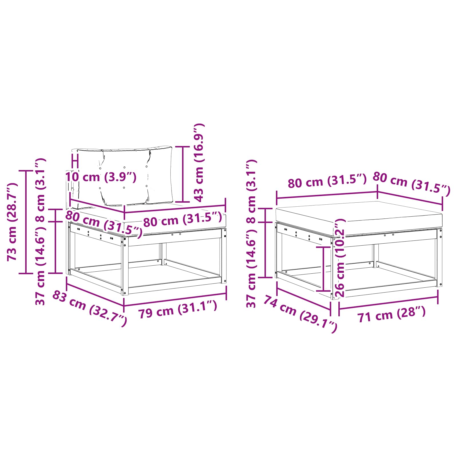 Outdoor Sofa Set with Cushion 5 pcs Natural and Anthracite