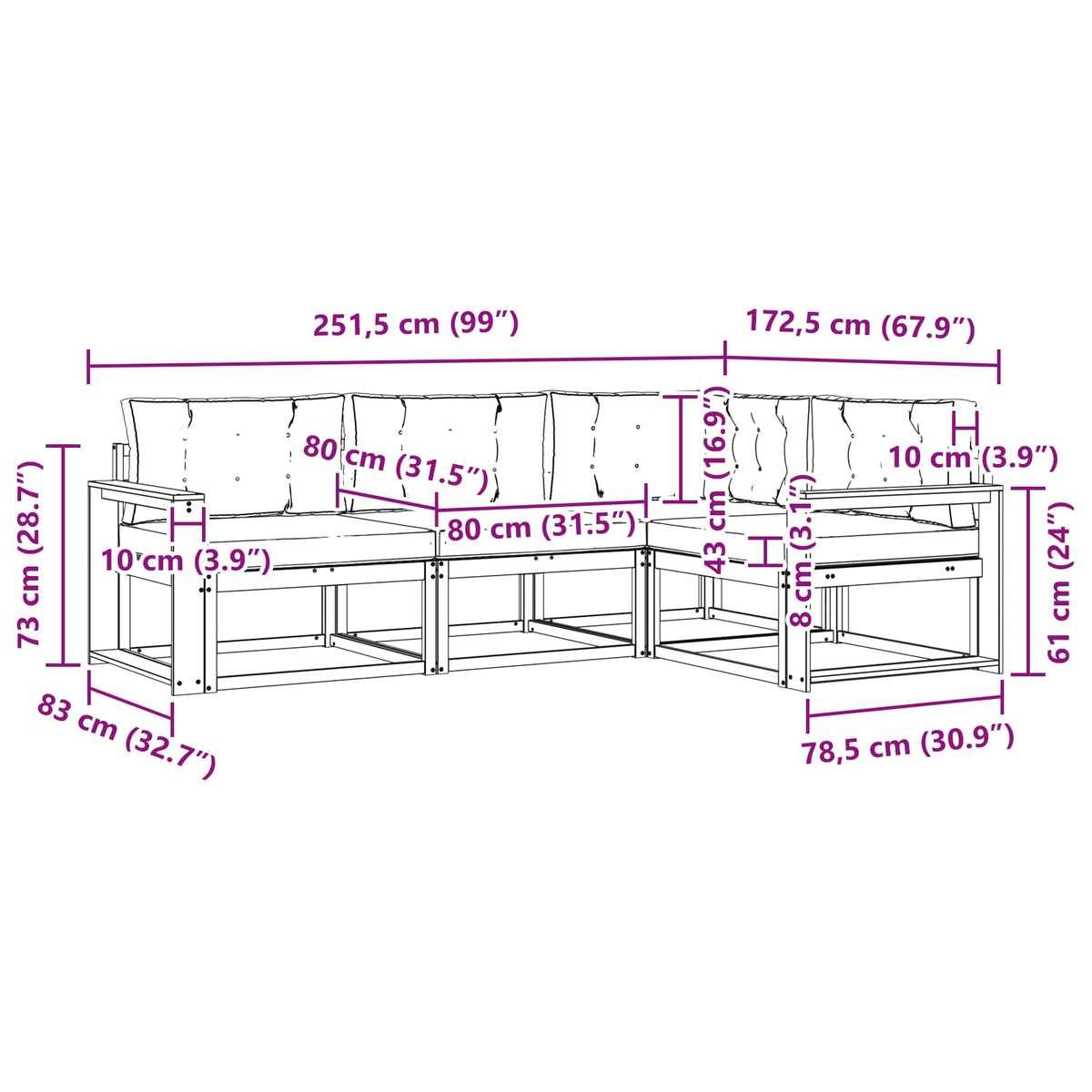 Outdoor Sofa Set with Cushion 4 pcs Natural and Anthracite