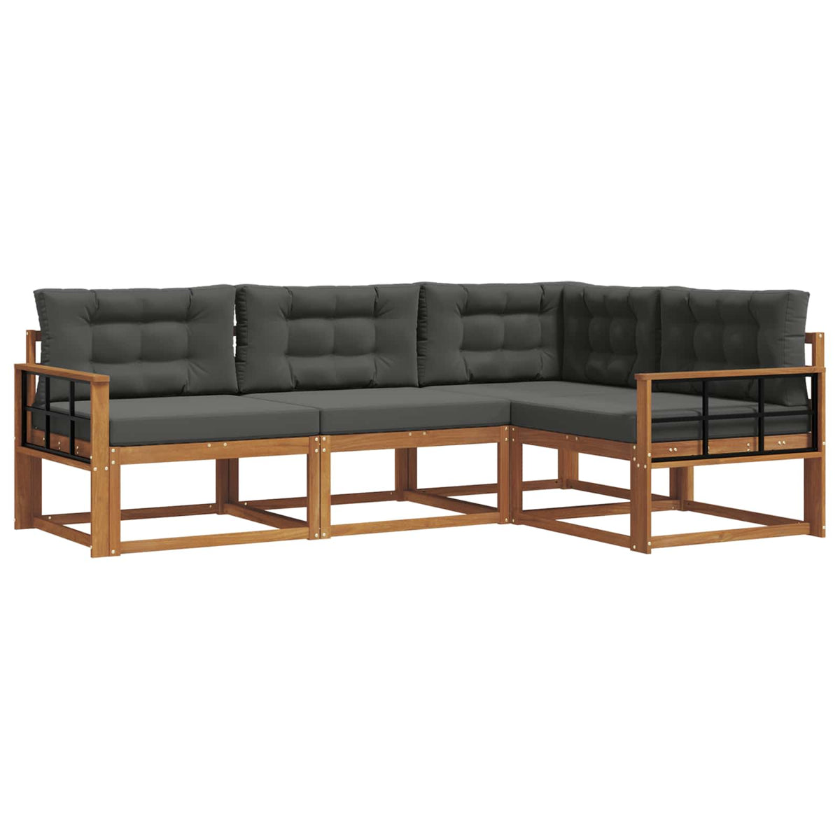 Outdoor Sofa Set with Cushion 4 pcs Natural and Anthracite