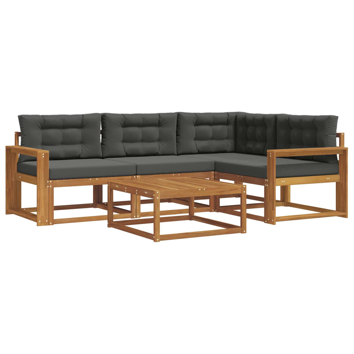 Outdoor Sofa Set with Cushion 5 pcs Natural and Anthracite